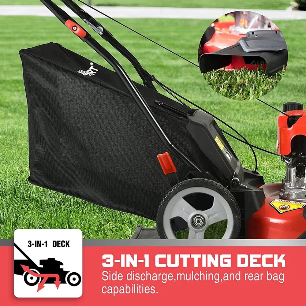 21-Inch 144cc 3-in-1 Walk-Behind Push Lawn Mower with Rear Bag J250382