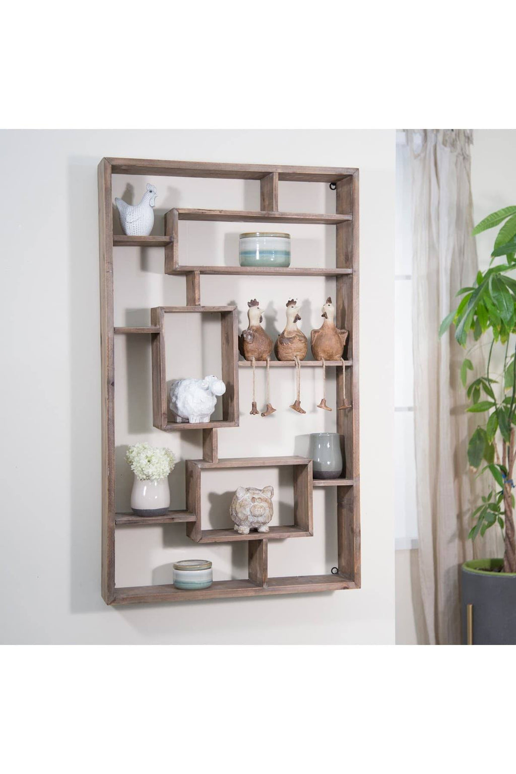 Brown Wooden Wall Shelf W20891