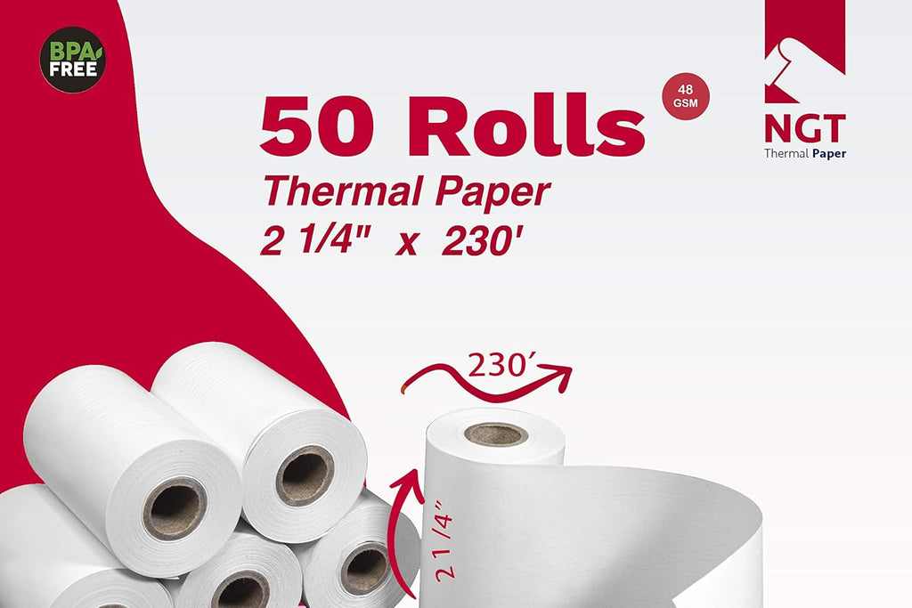 50 pcs 2 ¼ inch x 230 ft Thermal Paper Rolls I731