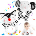 2PCS Black and White Soft Plush Baby Rattles L7612