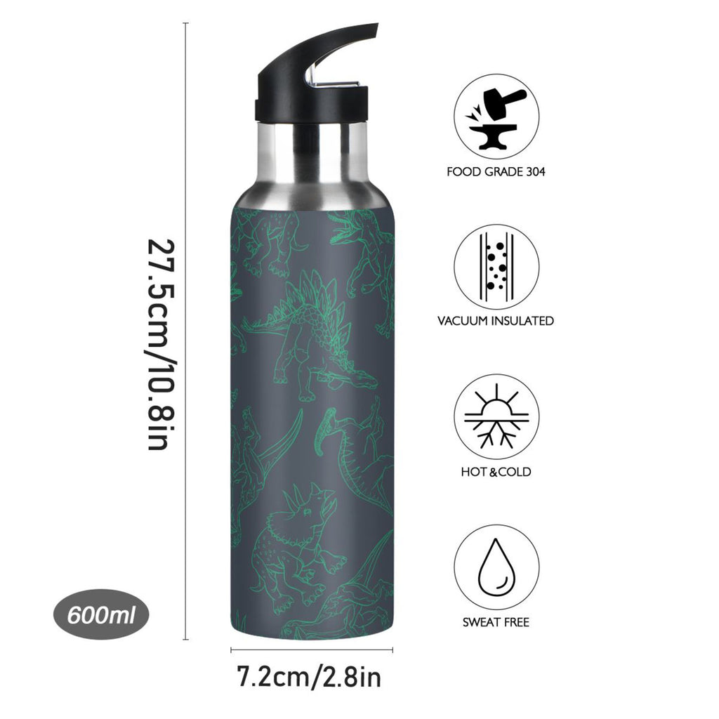 Green Drawn Stainless Steel Insulated Water Bottle with Straw Lid X673523