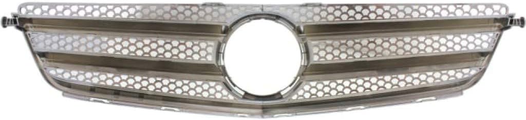 Chrome Shell Grille Assembly with Painted Black Insert for Mercedes-Benz C300 C350 2008-2011 AMG Styling Package Plastic Q110890