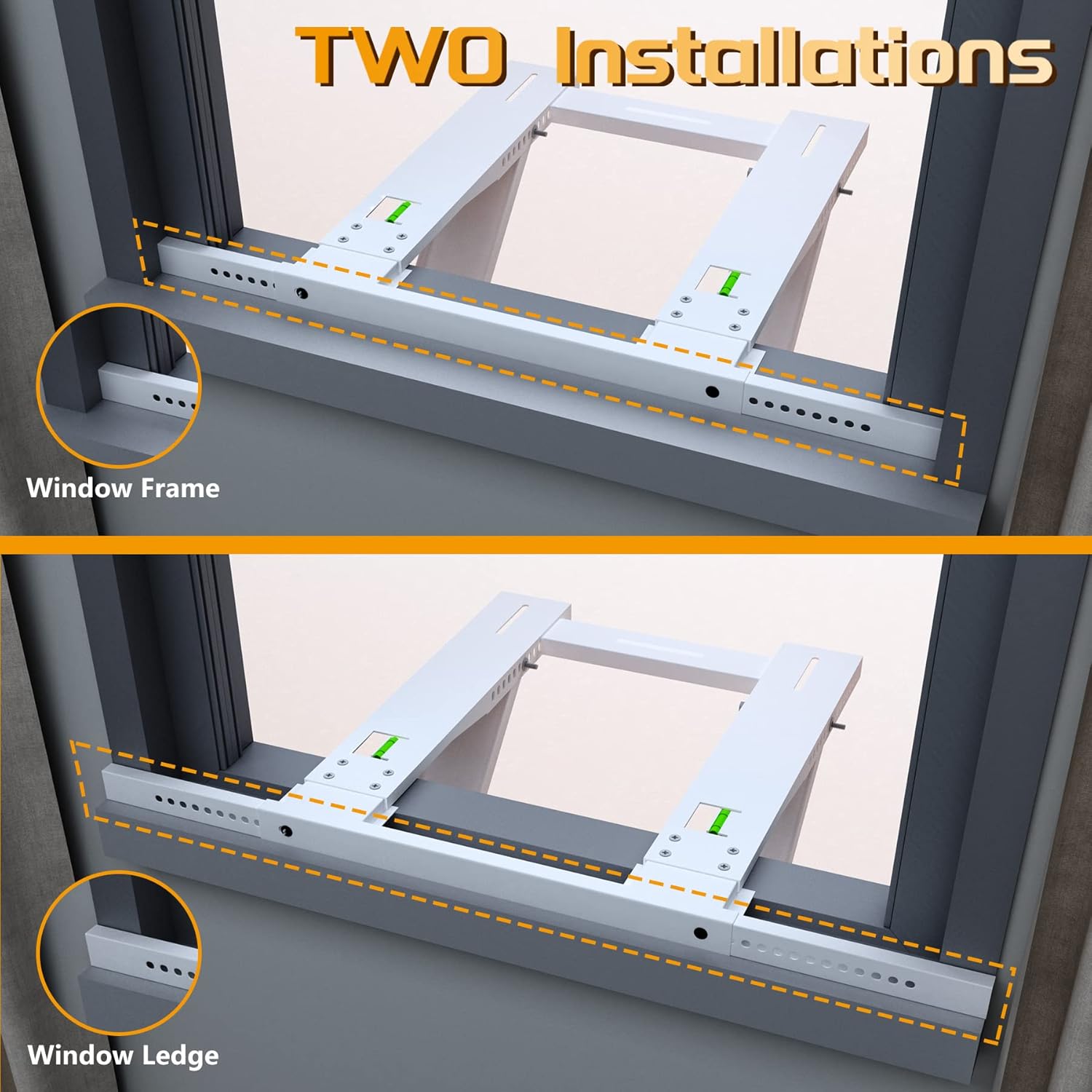 Drill-Less Window Air Conditioner Bracket, Heavy Duty, Up to 200lbs, Pack of 2 U8235