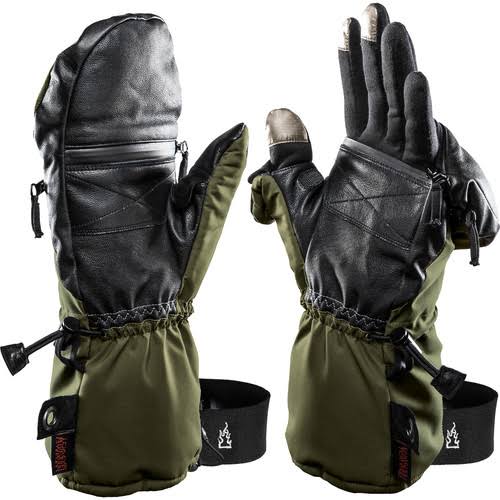 Heat 3 Smart Mittens/Gloves Size 8, Tarmac Green, Medium, with Inner Liners F8295