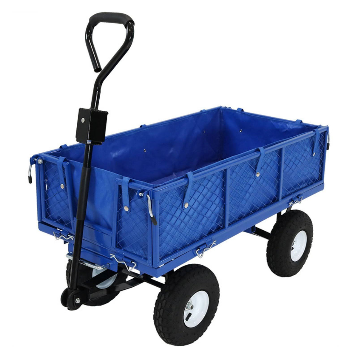 Blue Heavy-Duty Steel Utility Garden Cart with Liner D610