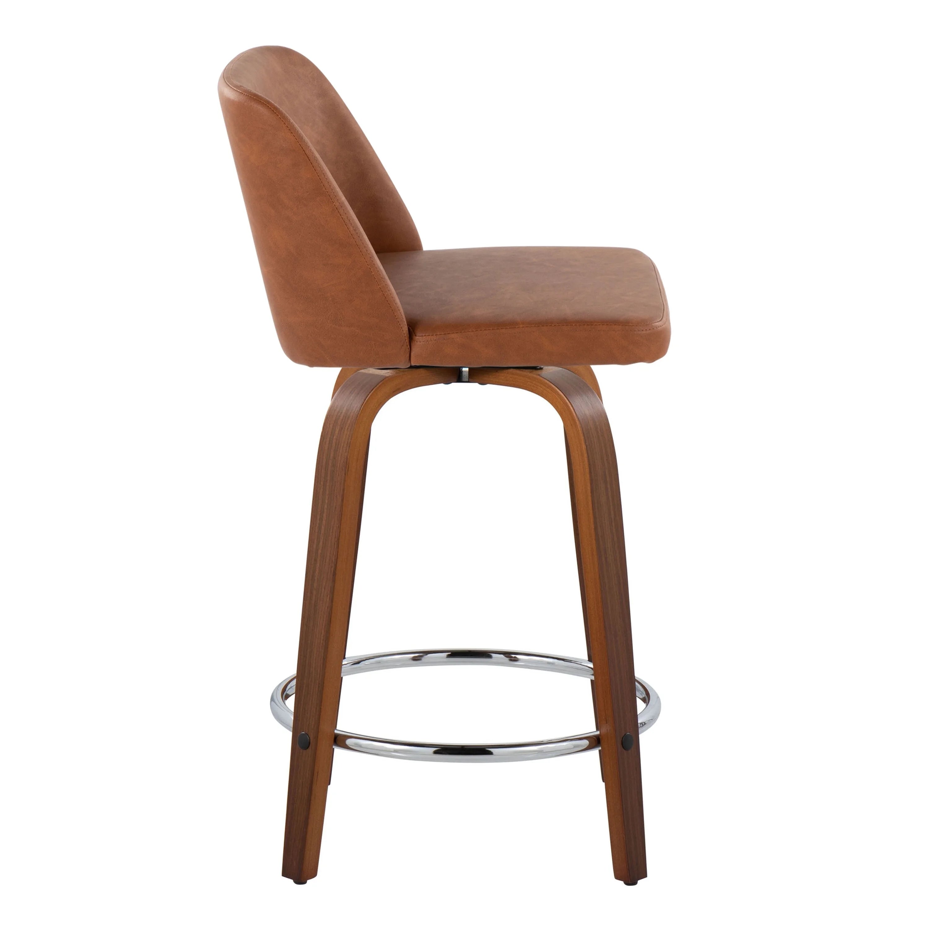 24" Counter Stool Set of 2 Camel Faux Leather S508