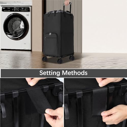 Rolling Laundry Hamper with Wheels, Large 90L Collapsible Laundry Basket Bag E63187