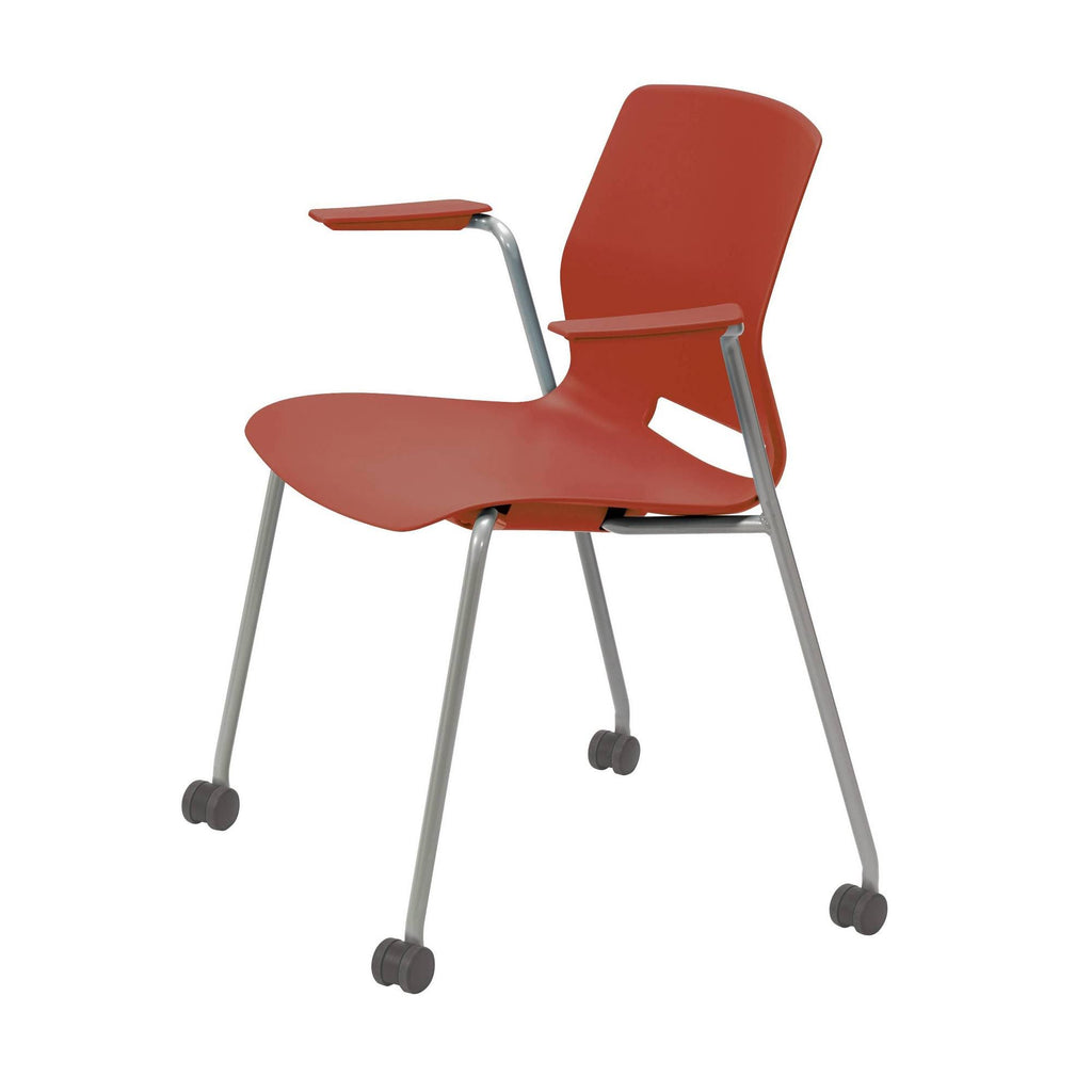 Stacking Arm Chair with Casters, Peri Red S3072