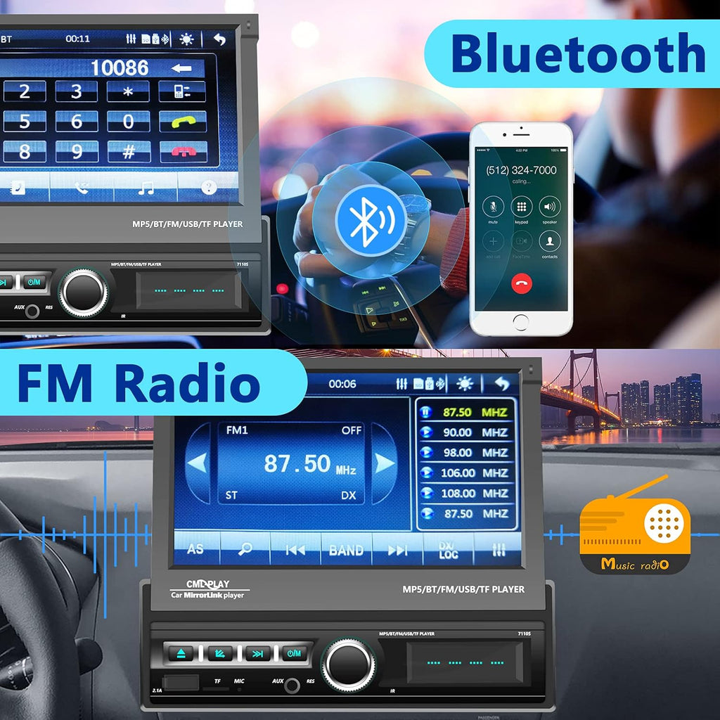 7 Inch Motorized Flip Out Touchscreen Car Stereo with Backup Camera G674000