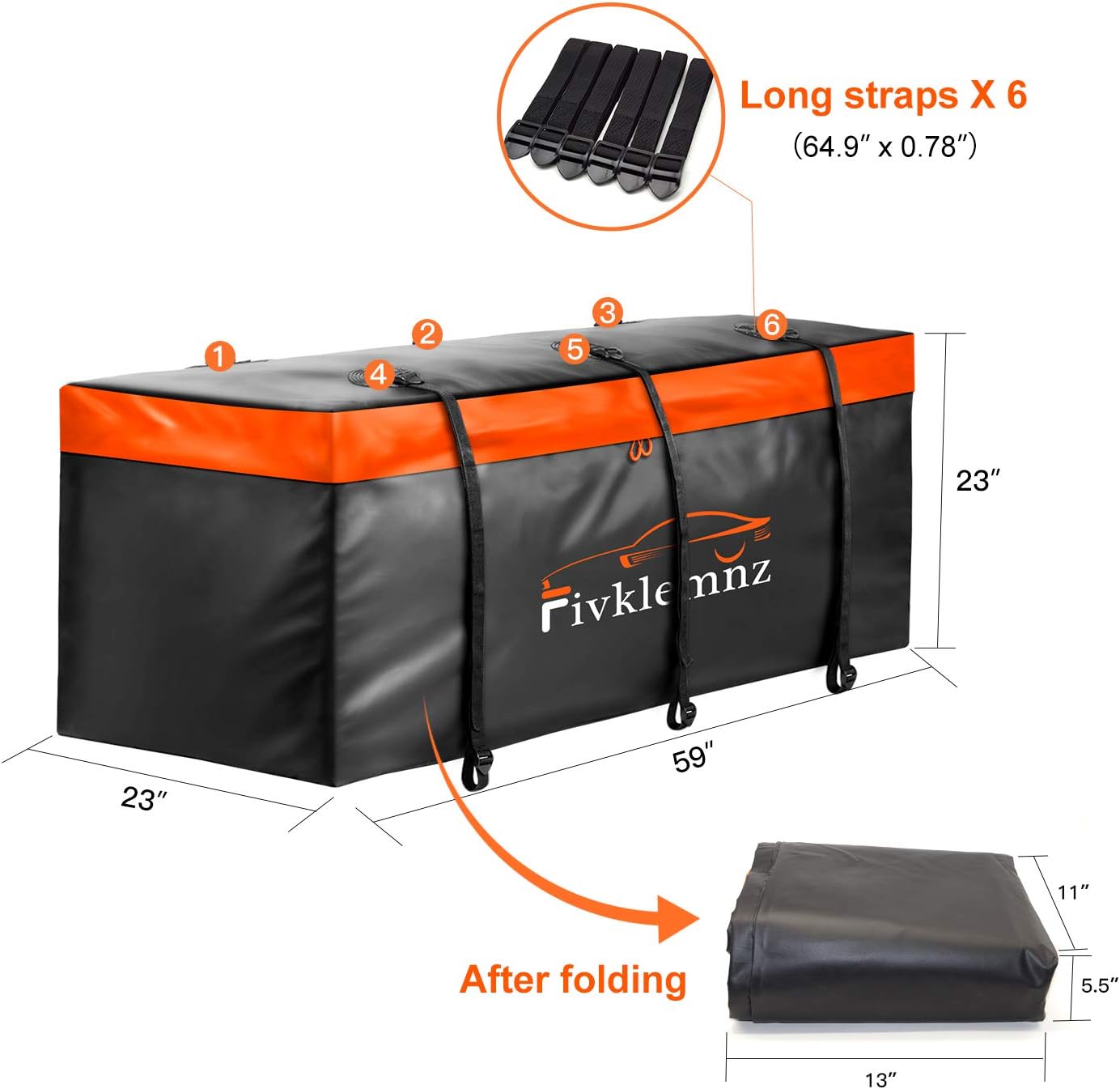 20 Cubic Feet Waterproof Hitch Cargo Carrier with 6 Reinforced Straps L996341