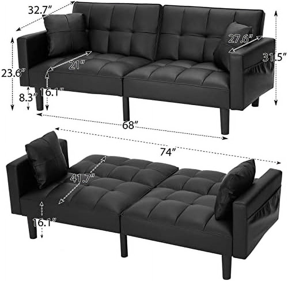 Modern Linen Fabric Convertible Sofa Bed with Adjustable Back and Arms H6921