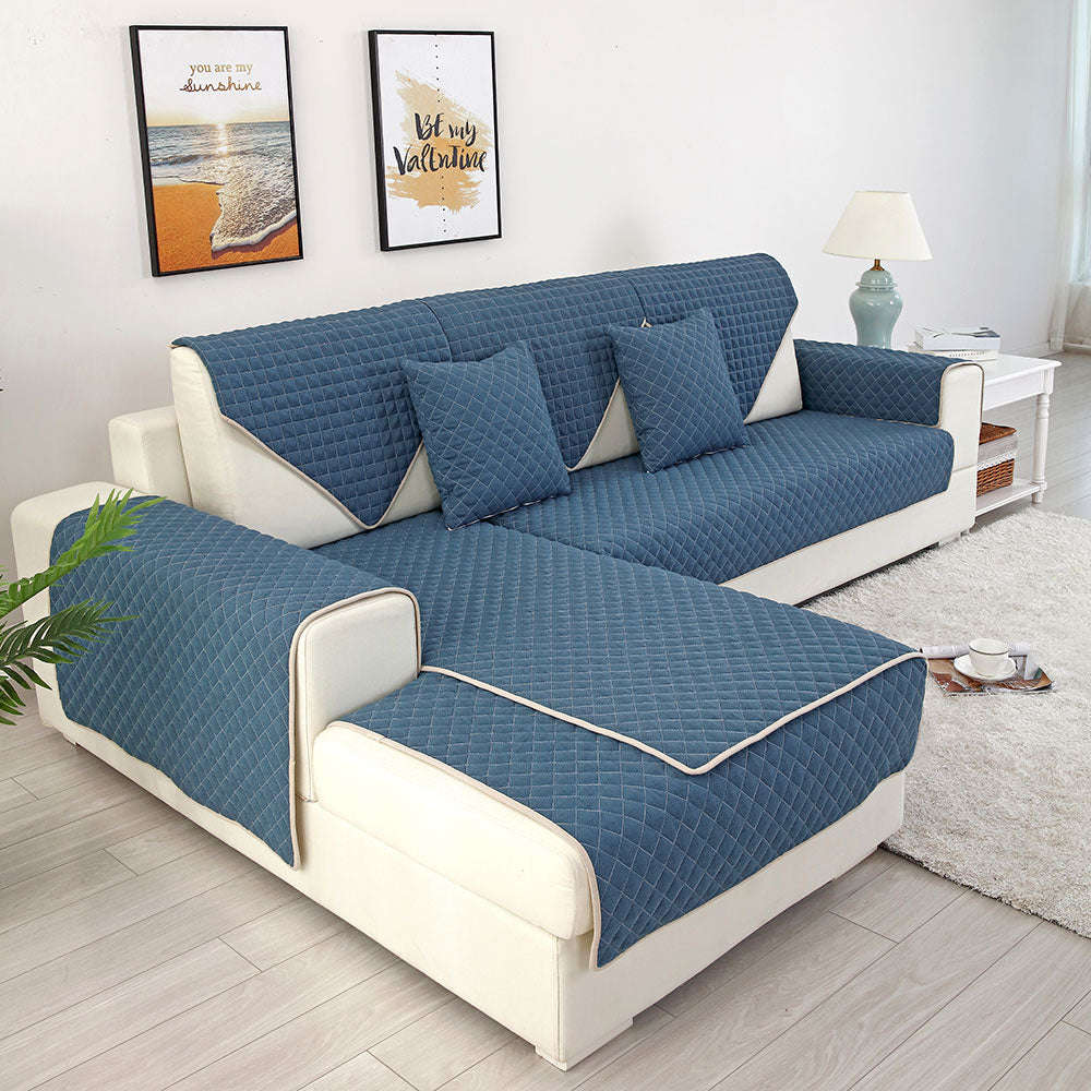 Grey L-Shaped Sectional Couch Cover Furniture Protector H2332