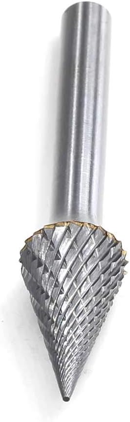 Tungsten Carbide Double Cut Rotary Burrs Pointed Cone Shape, 1/2'' Cutter Dia, 1'' Cutter Length, 1/4'' Shank, Pack of 2 G925