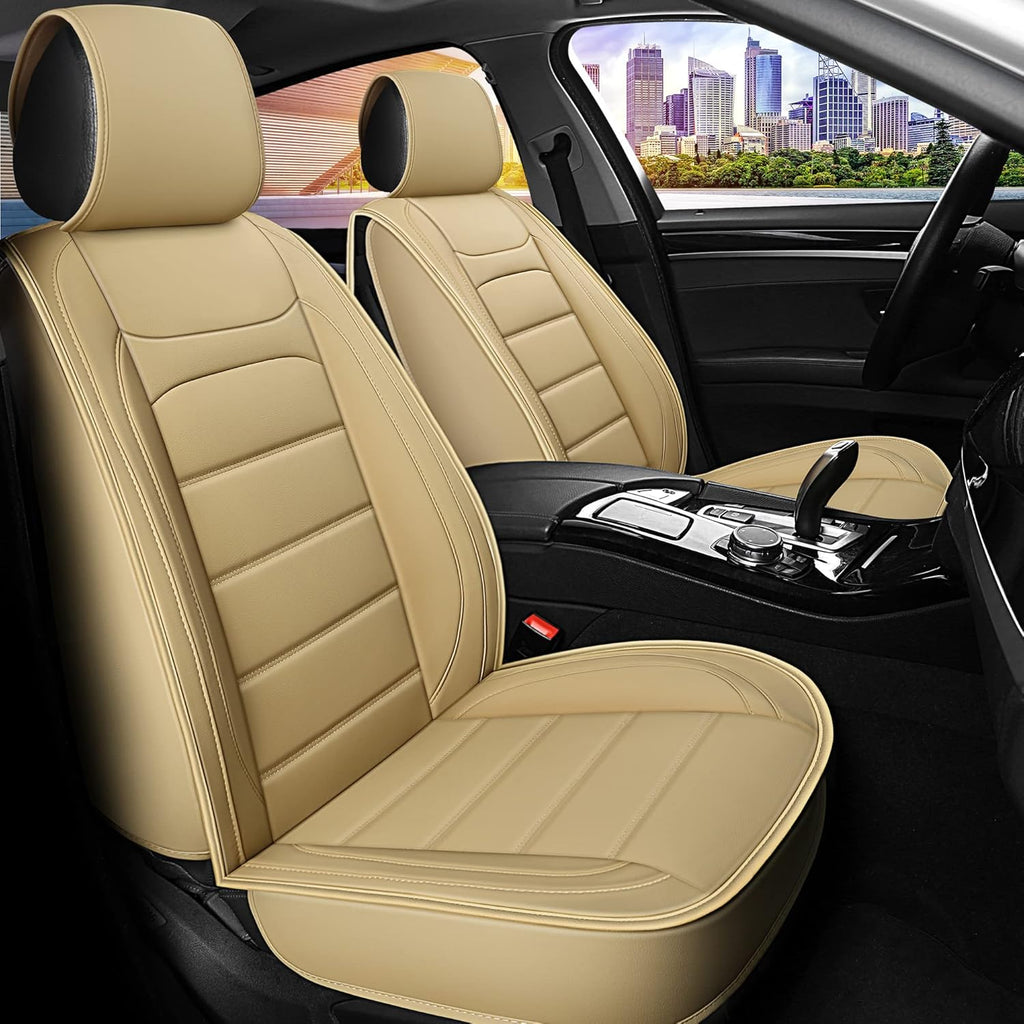 Gray Leather Car Seat Covers 2 PCS Front P37231