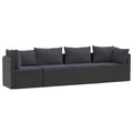 4 Piece Patio Sofa Set with Cushions Poly Rattan Black Q16074