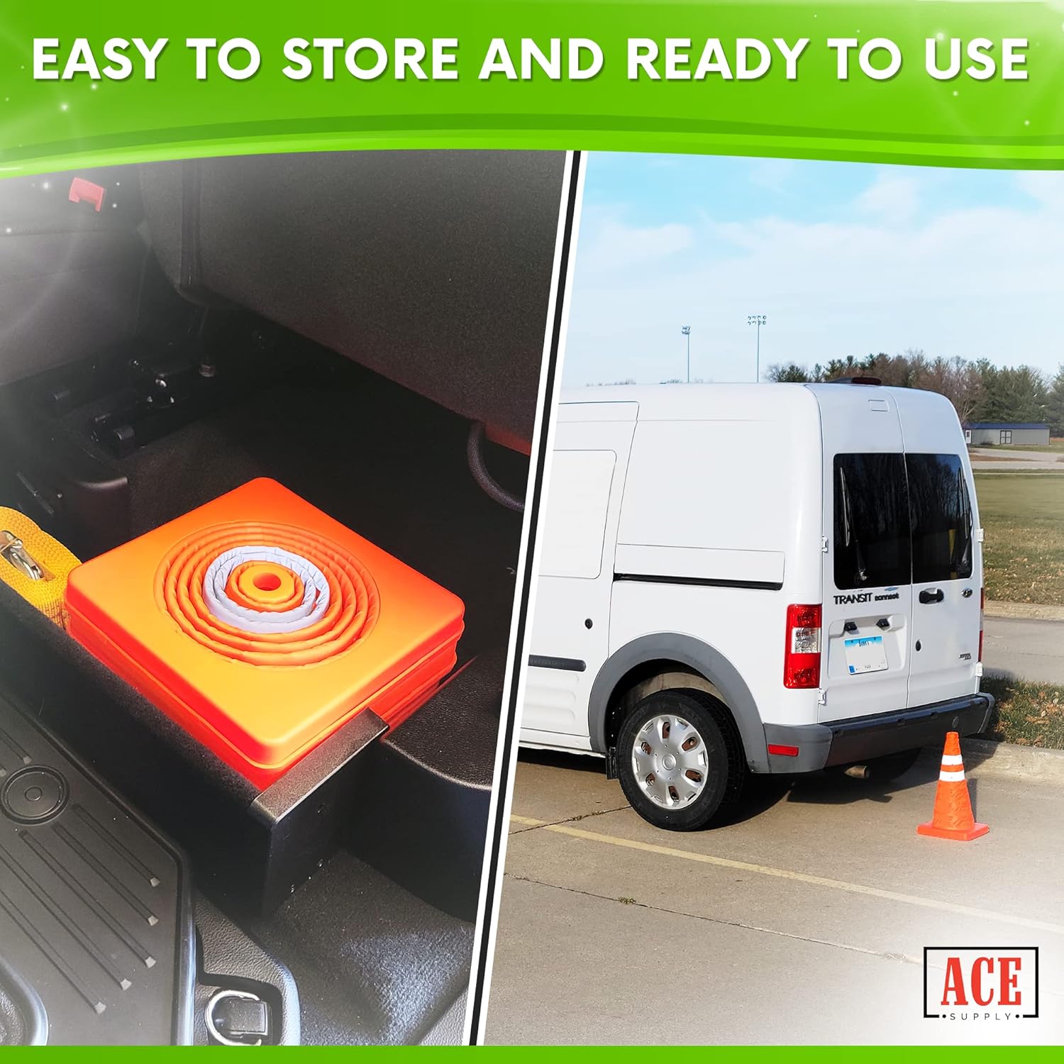 Collapsible Orange Traffic Cones 18 Inch 24 Pack M269