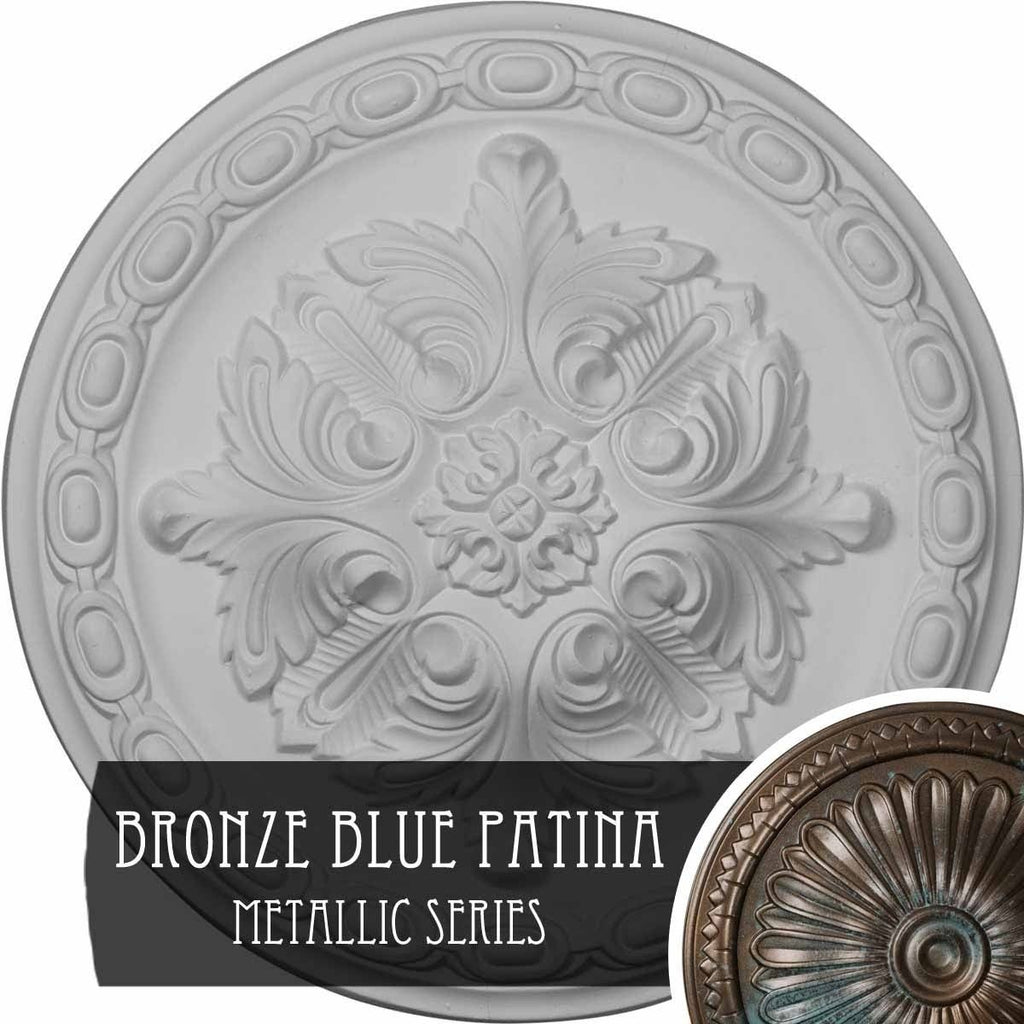 Hand-Painted Bronze Blue Patina Ceiling Medallion J336759