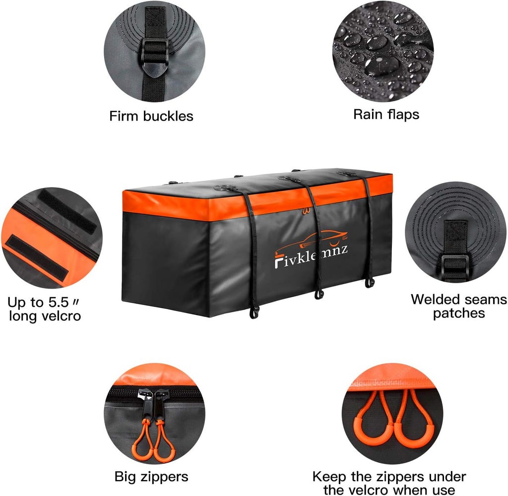 20 Cubic Feet Waterproof Hitch Cargo Carrier with 6 Reinforced Straps L996341