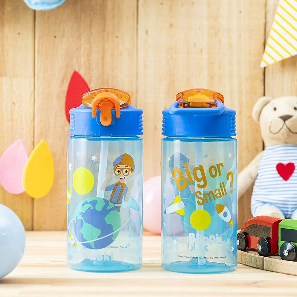 16 oz Pack of 2 Kids Water Bottle with Spout Cover and Carrying Loop L504836