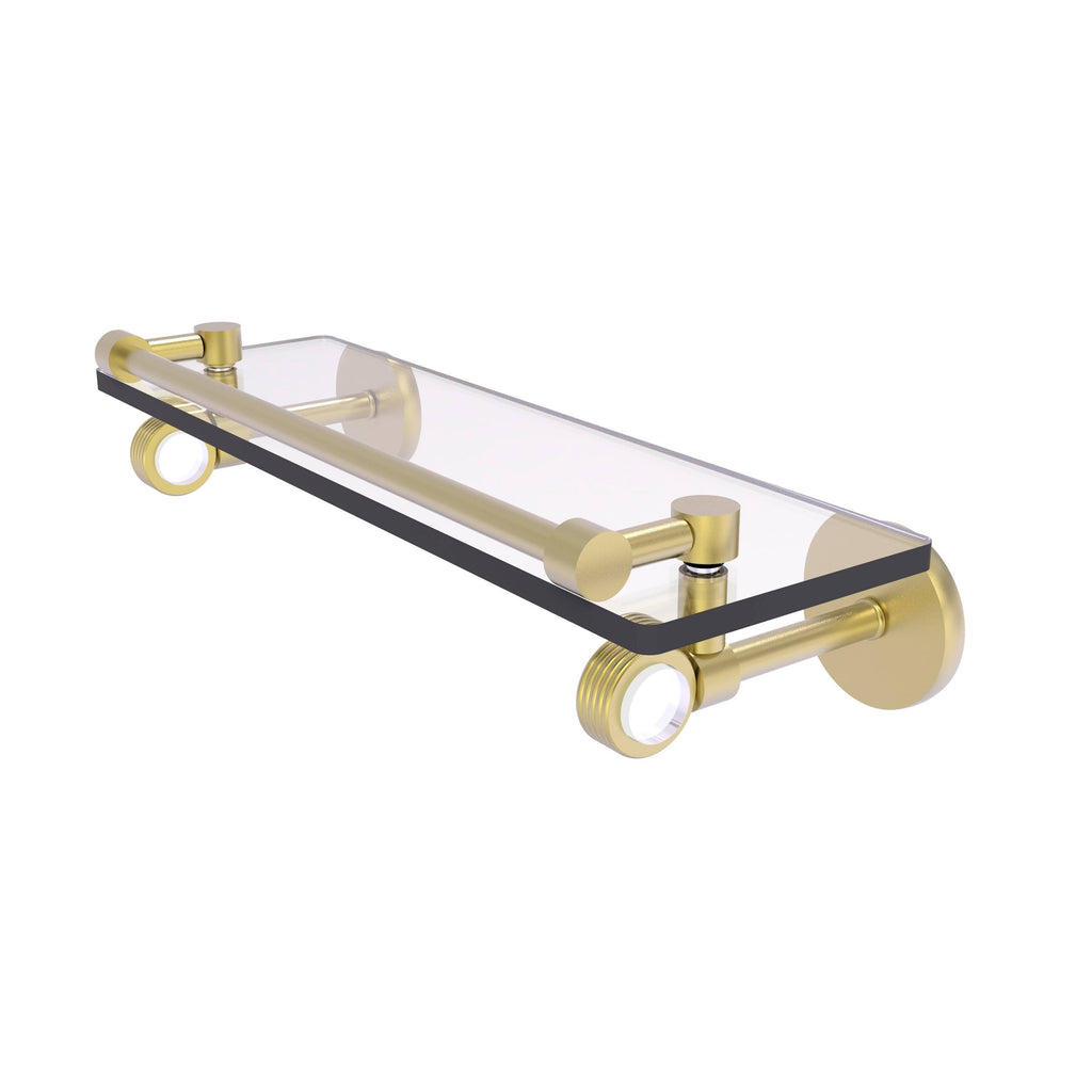 16 in. Glass Shelf with Groovy Accents Satin Brass C98424