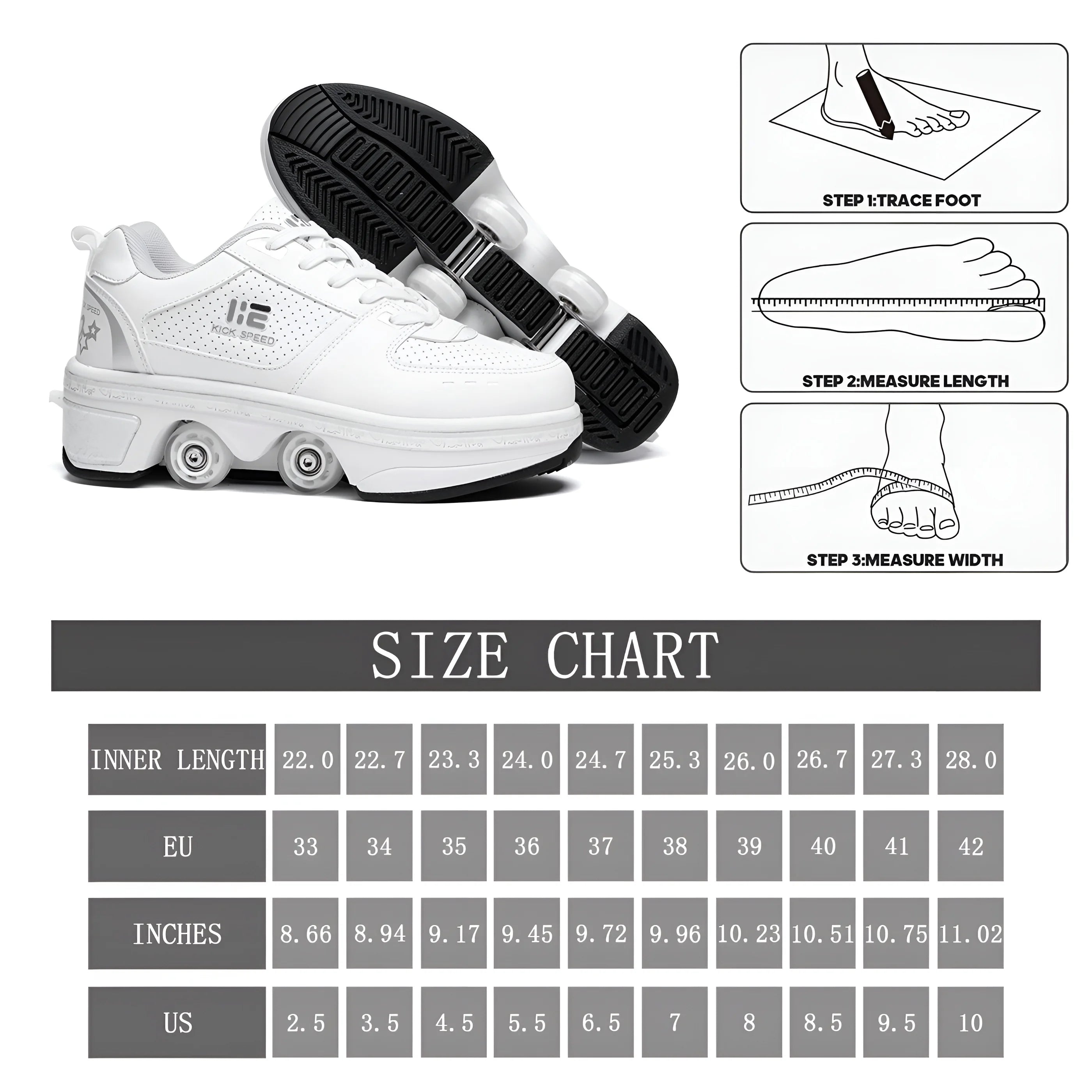 Roller Skate Shoes 2-in-1 Invisible Roller Skates U742190