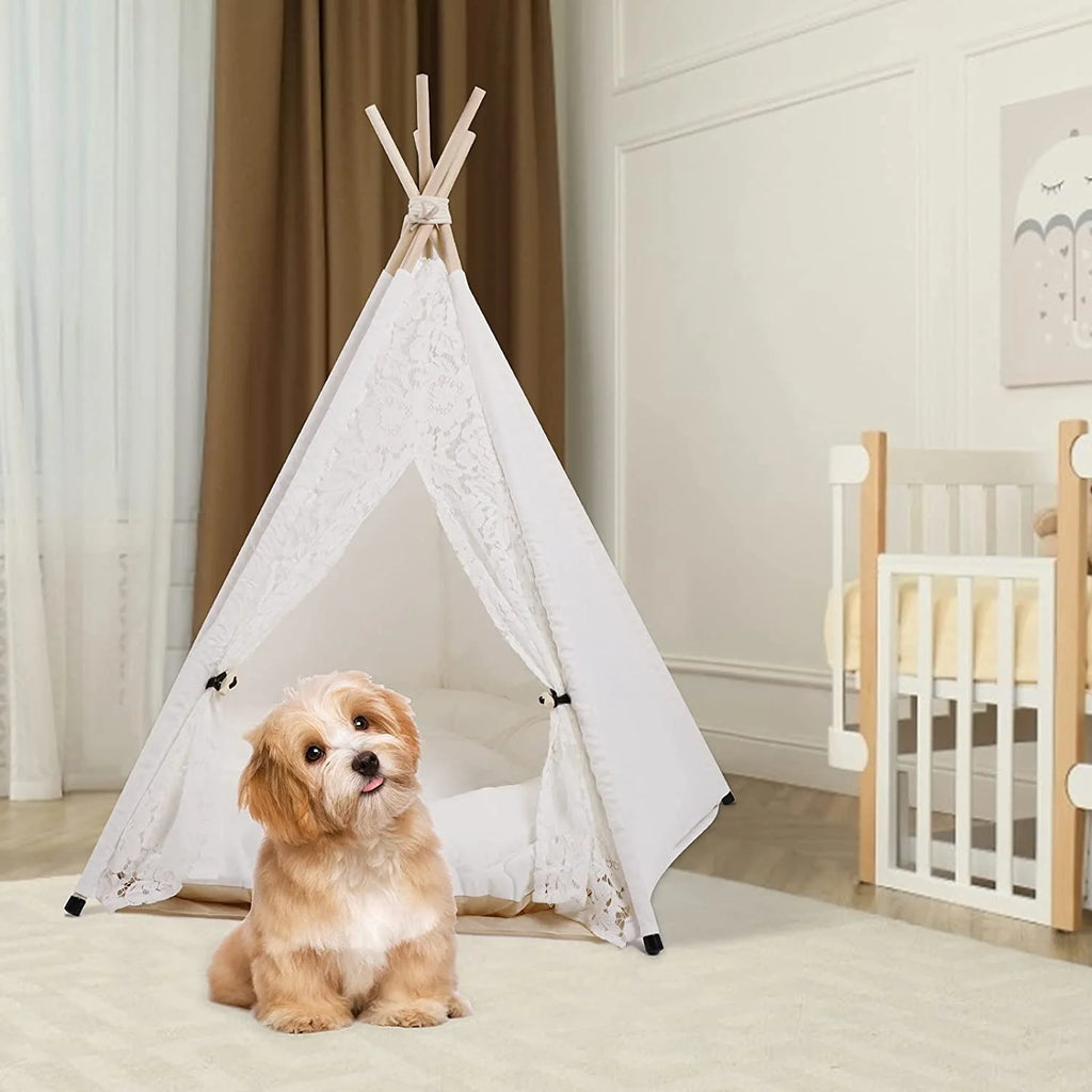 Pet Teepee Tent with Luxury Cushion, L, Washable T162