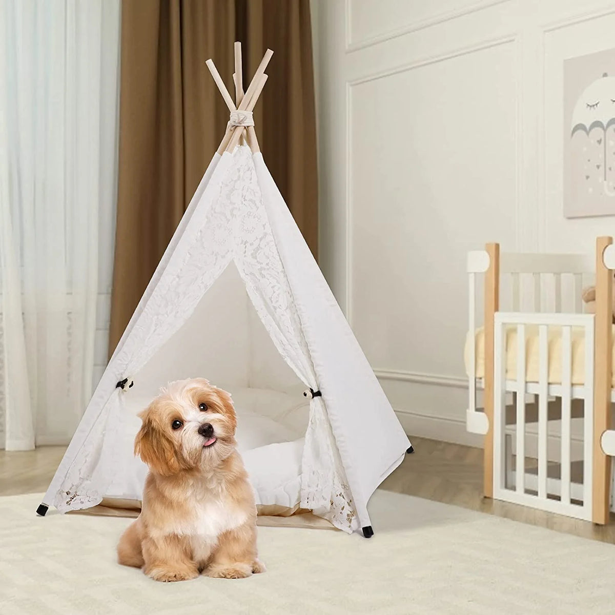 Pet Teepee Tent with Luxury Cushion, L, Washable T162