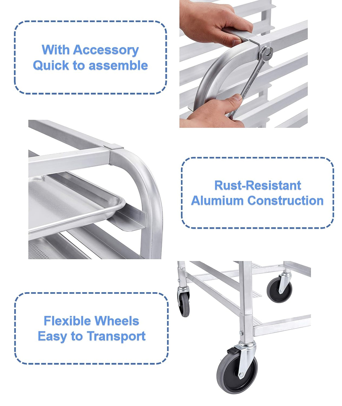 10 Tier Aluminum Bun Pan Rack with Wheels L744102
