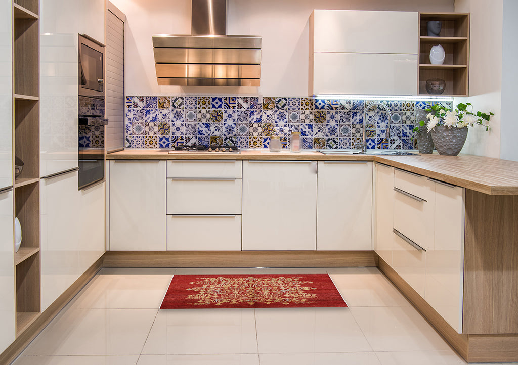 Red Oriental Rectangle Area Rug M5072