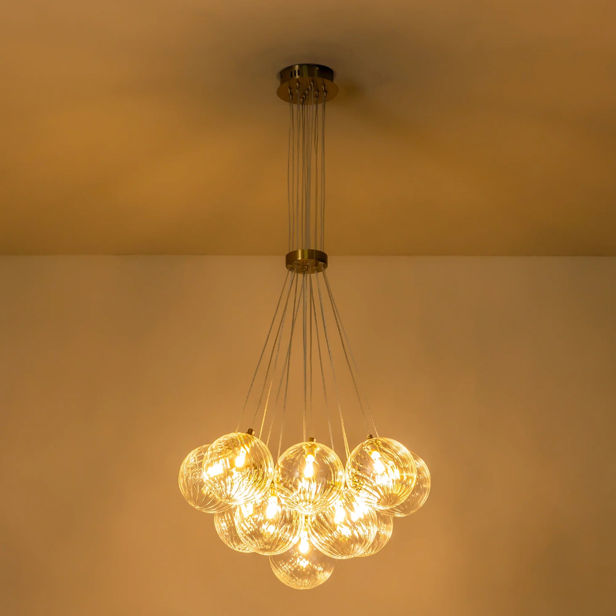 Ribbed Glass Bubble Chandelier J3133