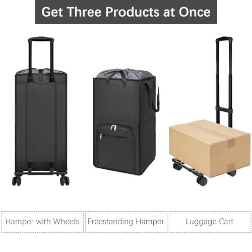 Rolling Laundry Hamper with Wheels, Large 90L Collapsible Laundry Basket Bag E63187