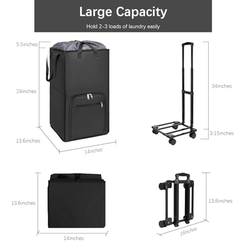 Rolling Laundry Hamper with Wheels, Large 90L Collapsible Laundry Basket Bag E63187