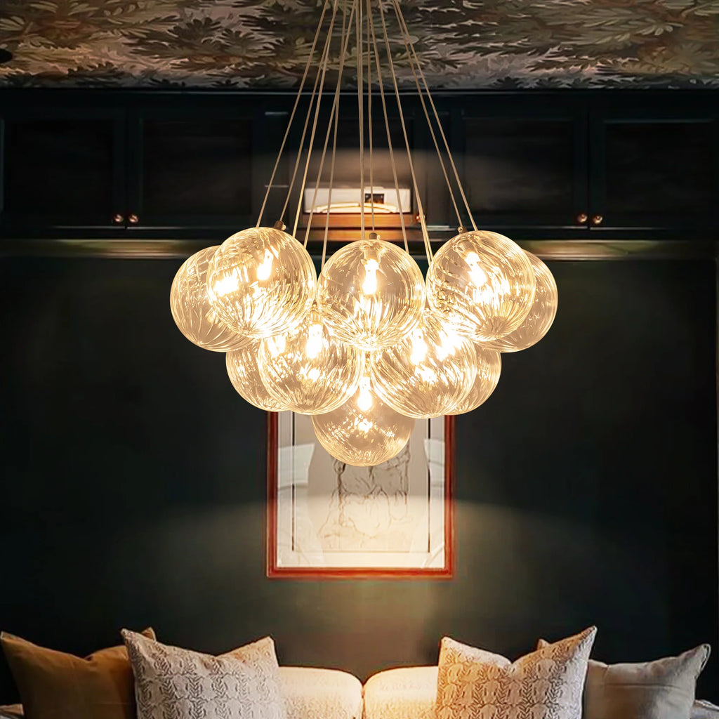 Ribbed Glass Bubble Chandelier J3133