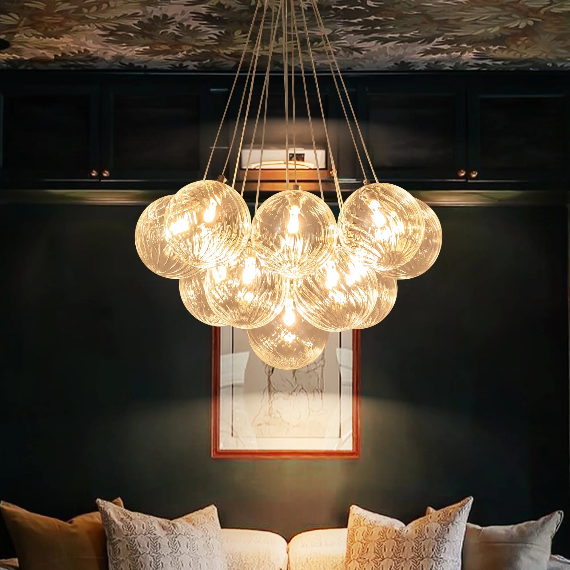 Ribbed Glass Bubble Chandelier J3133