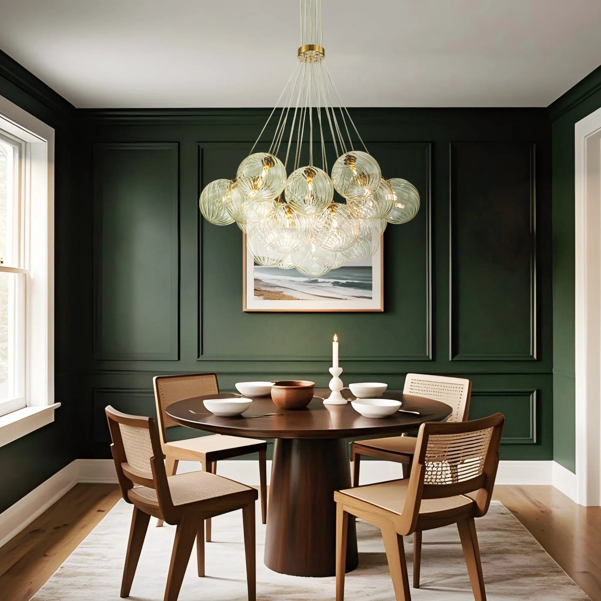 Ribbed Glass Bubble Chandelier J3133