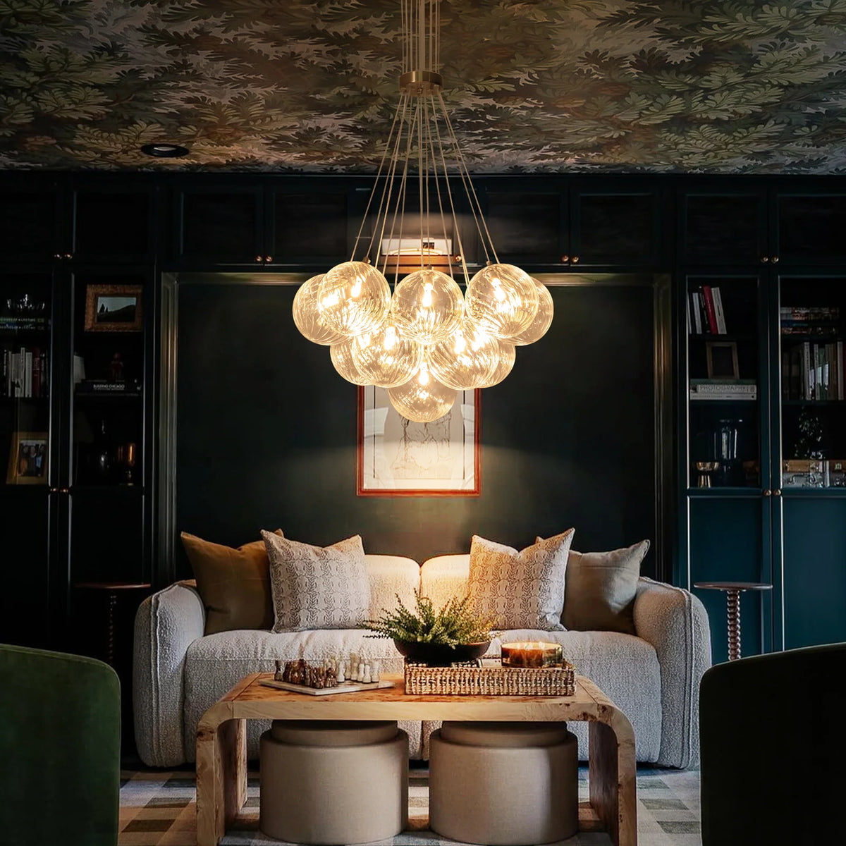 Ribbed Glass Bubble Chandelier J3133