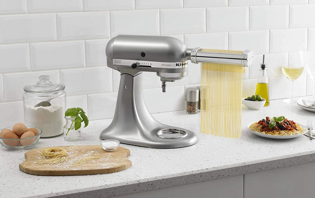 White Pasta Press Attachment with 6 Interchangeable Pasta Plates F3438