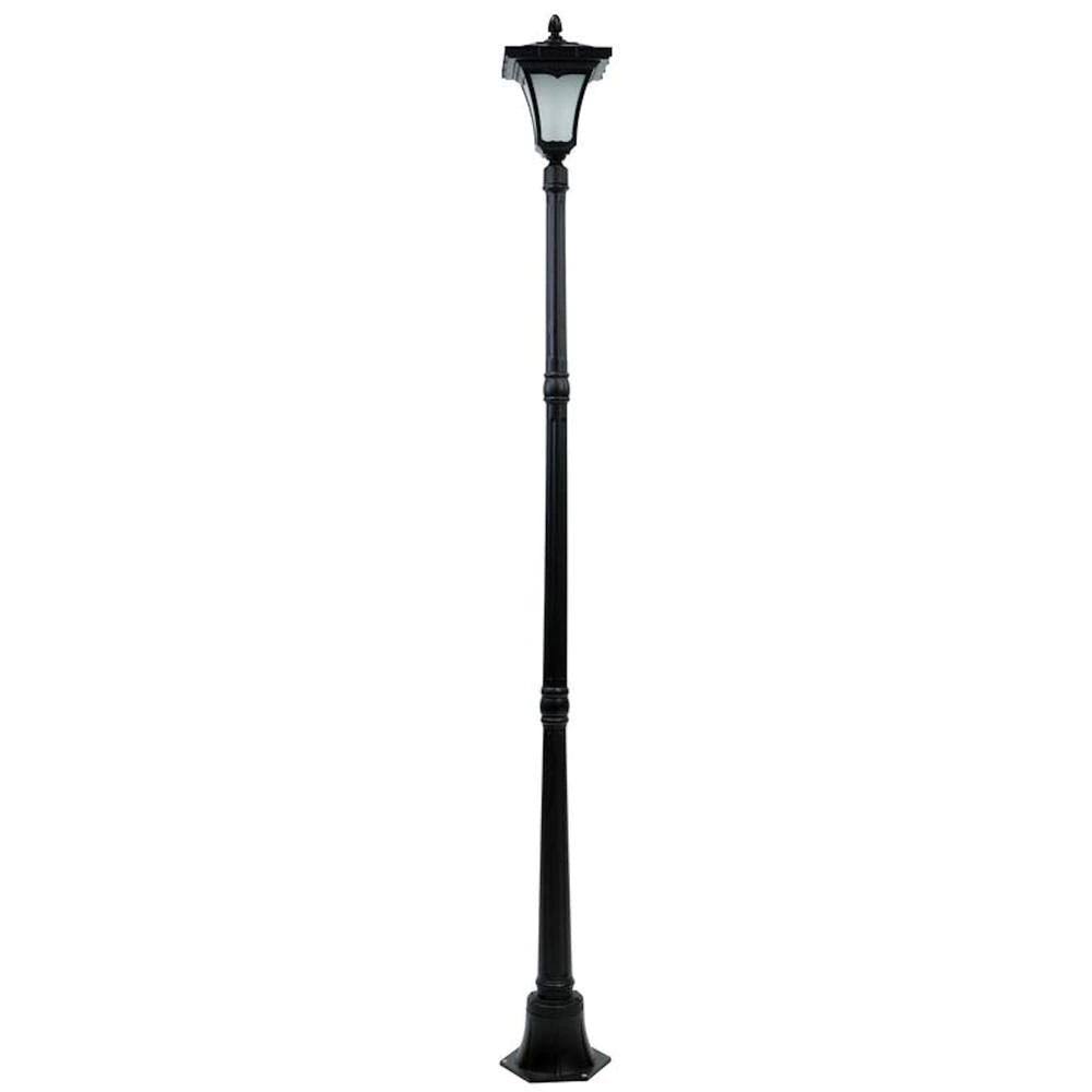 Black Flickering Candle Light Outdoor Solar Lamp Post U25555