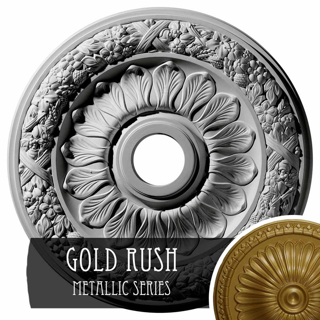 24x22OD x 4x22ID x 1 1/2x22P Hand-Painted Gold Ceiling Medallion S80349