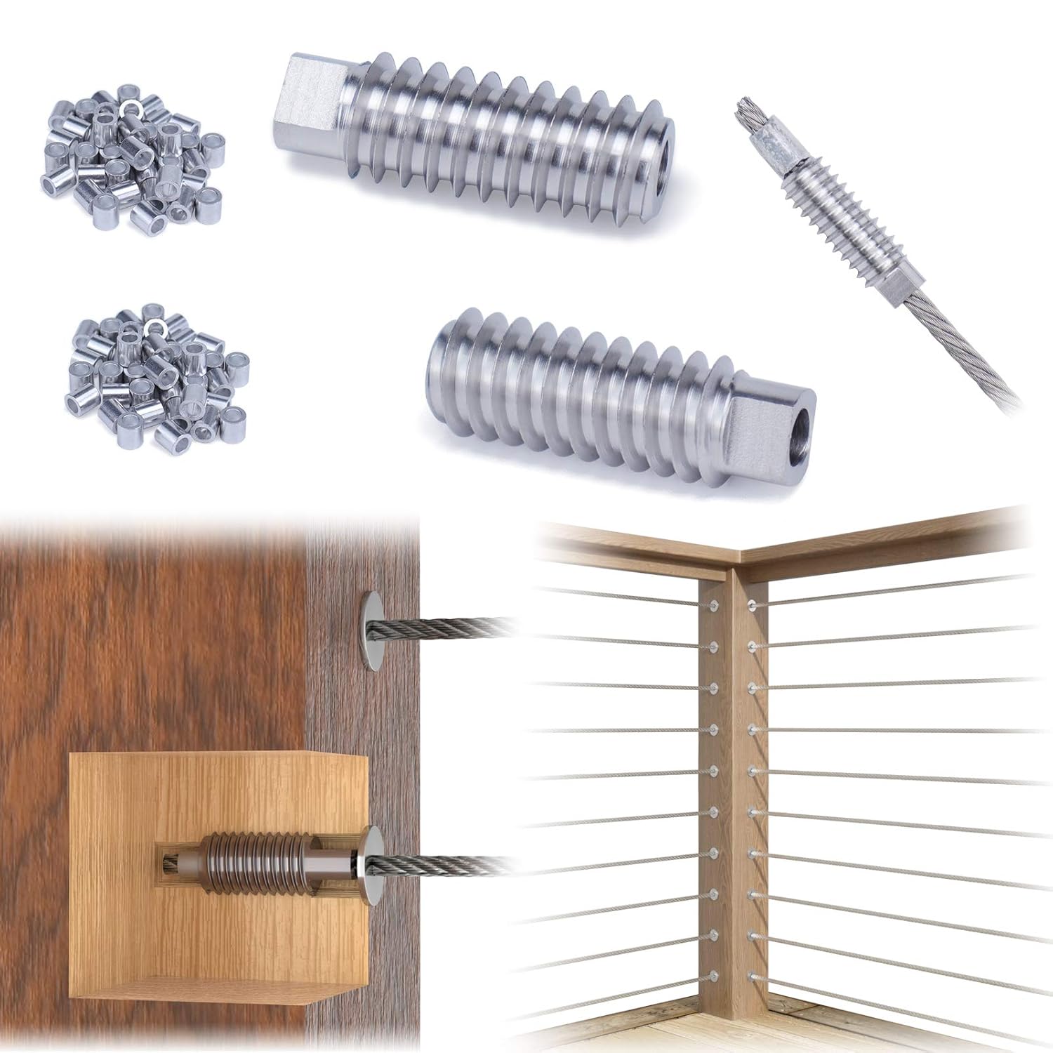 20Pack 1/8 Invisible Cable Railing Kit T316 Stainless Steel F64830