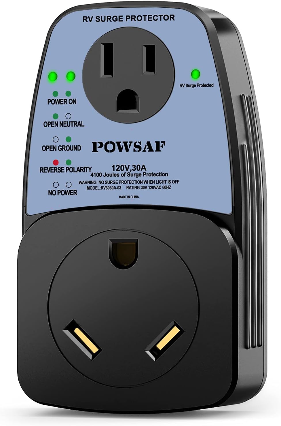 RV Surge Protector, 30 Amp Male to 30 Amp Female and 15 Amp Female R817505
