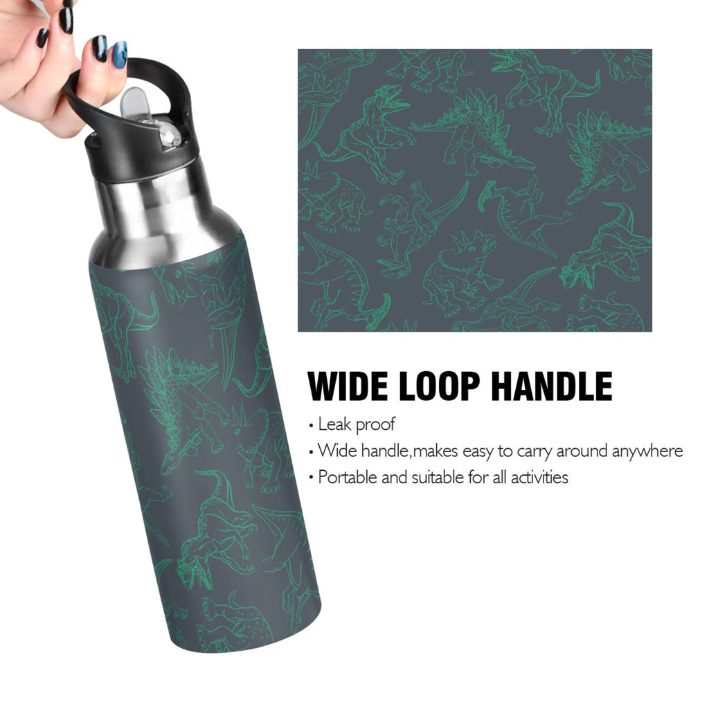 Green Drawn Stainless Steel Insulated Water Bottle with Straw Lid X673523