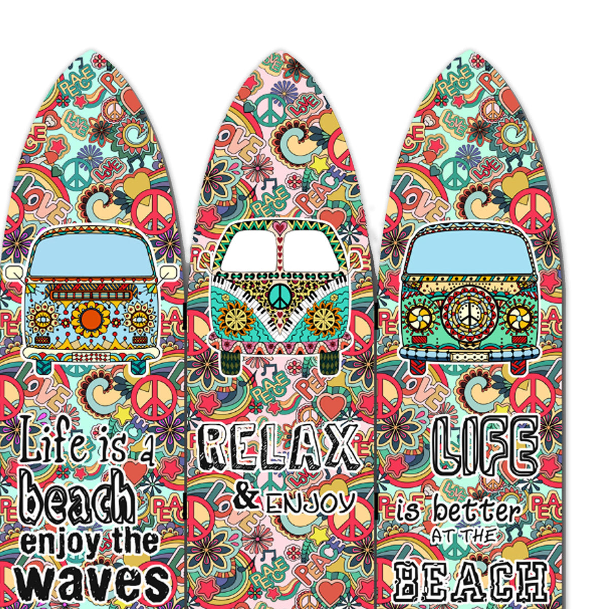 Multicolor 3 Panel Surfboard Shaped Room Divider T547