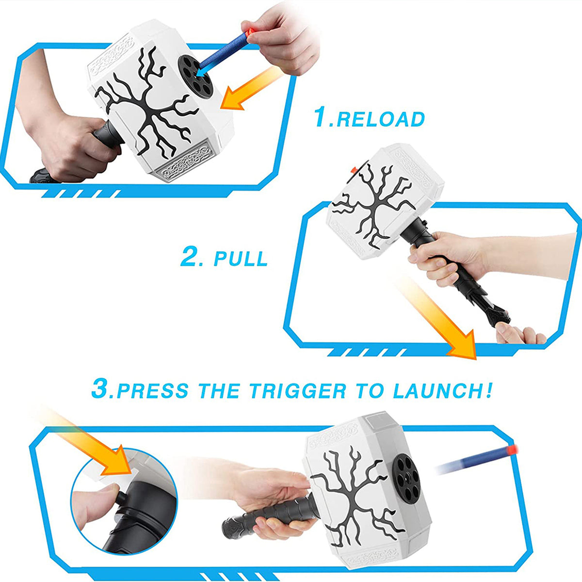 Thor Battle Hammer Toy Shooting Game Soft Bullet I637