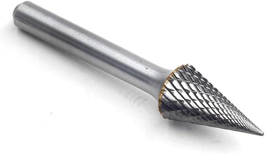 Tungsten Carbide Double Cut Rotary Burrs Pointed Cone Shape, 1/2'' Cutter Dia, 1'' Cutter Length, 1/4'' Shank, Pack of 2 G925