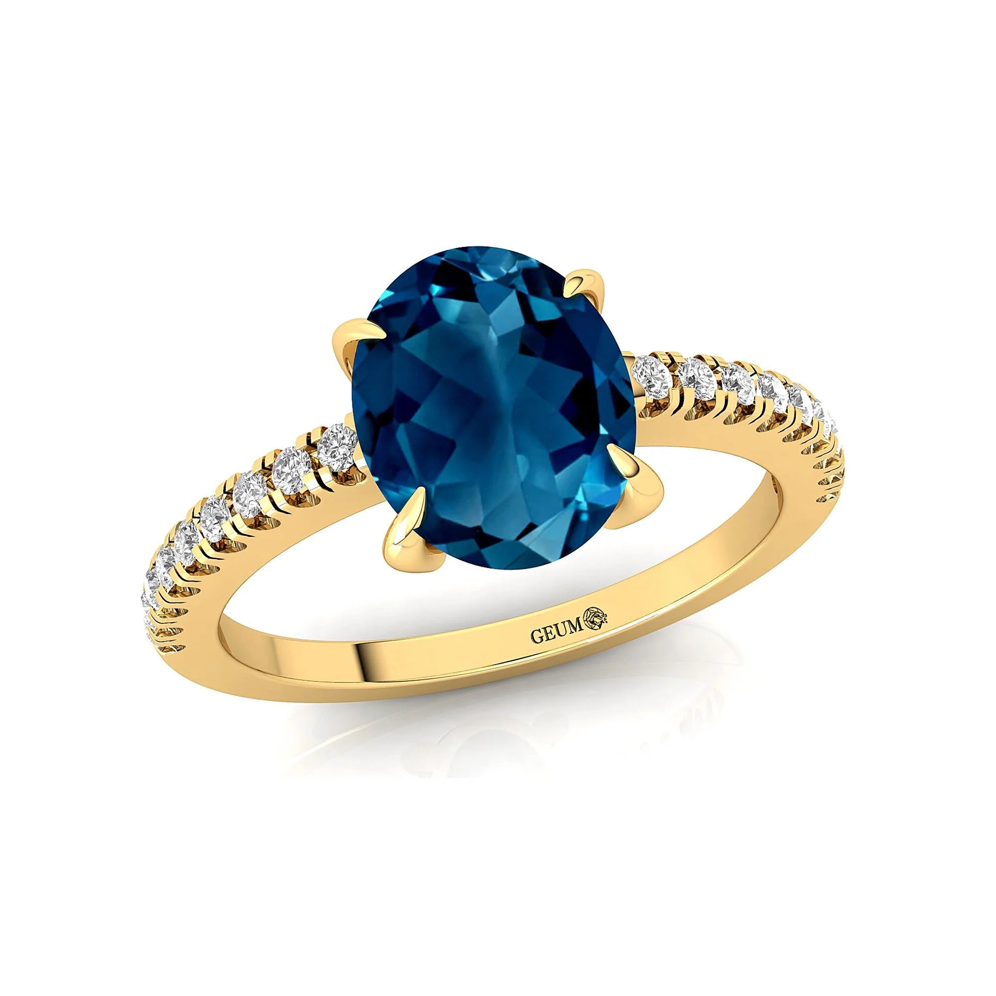 Solid Gold Halo London Blue Topaz Diamond Ring W357
