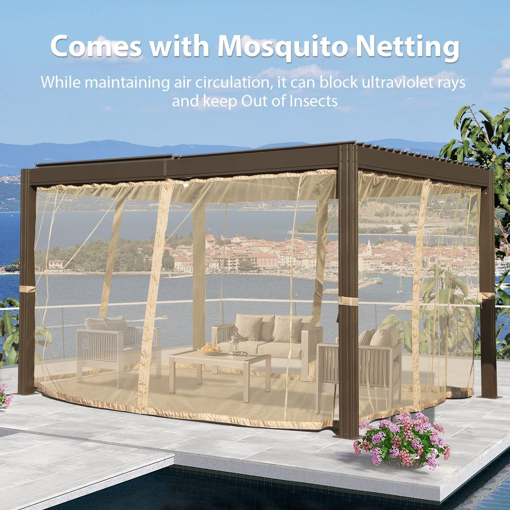 Louvered Pergola with Mosquito Netting R6791