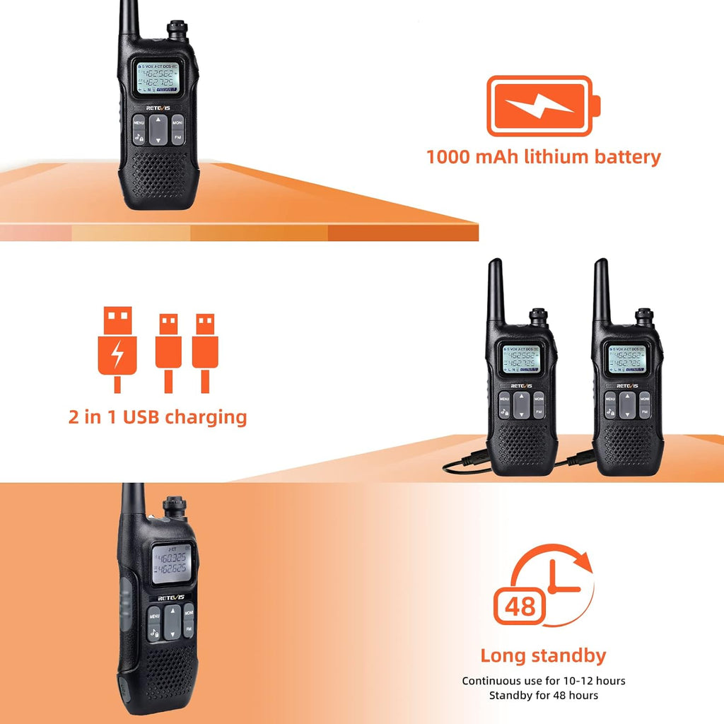 4 Pack Rechargeable Two Way Radio Walkie Talkies A23412