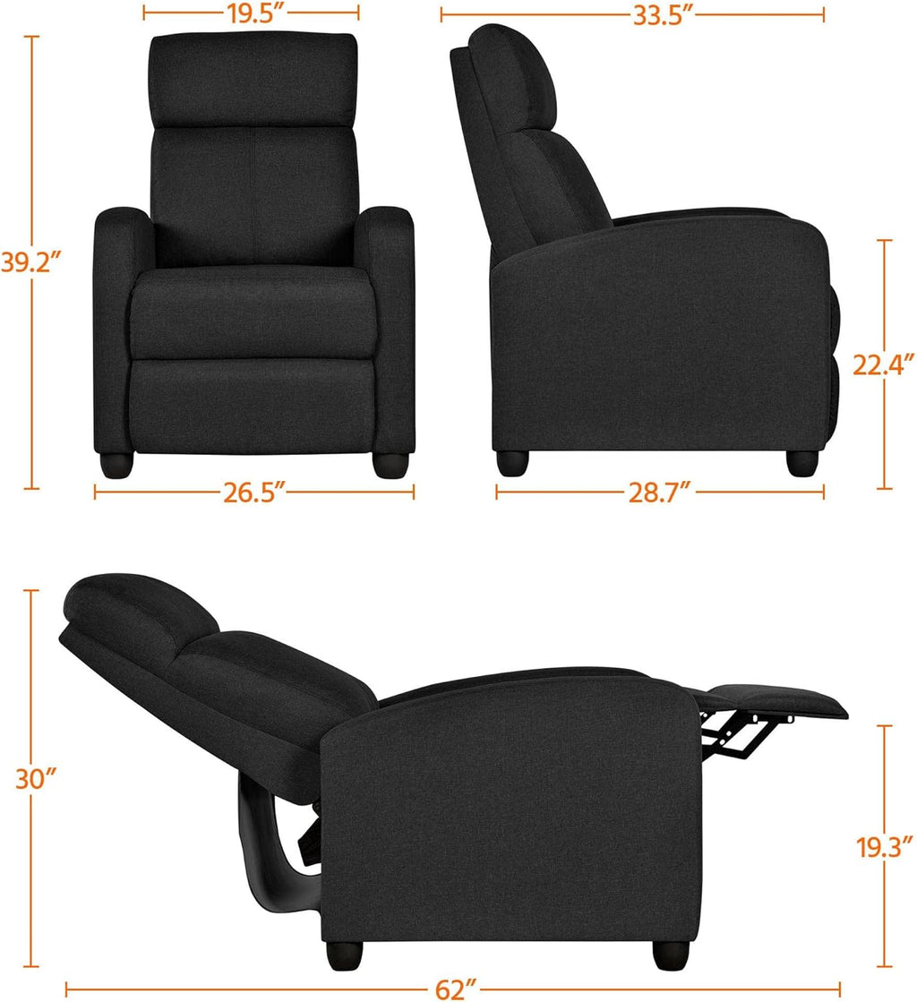 2-Seat Fabric Pushback Recliner Chair with Thick Seat Cushion V924
