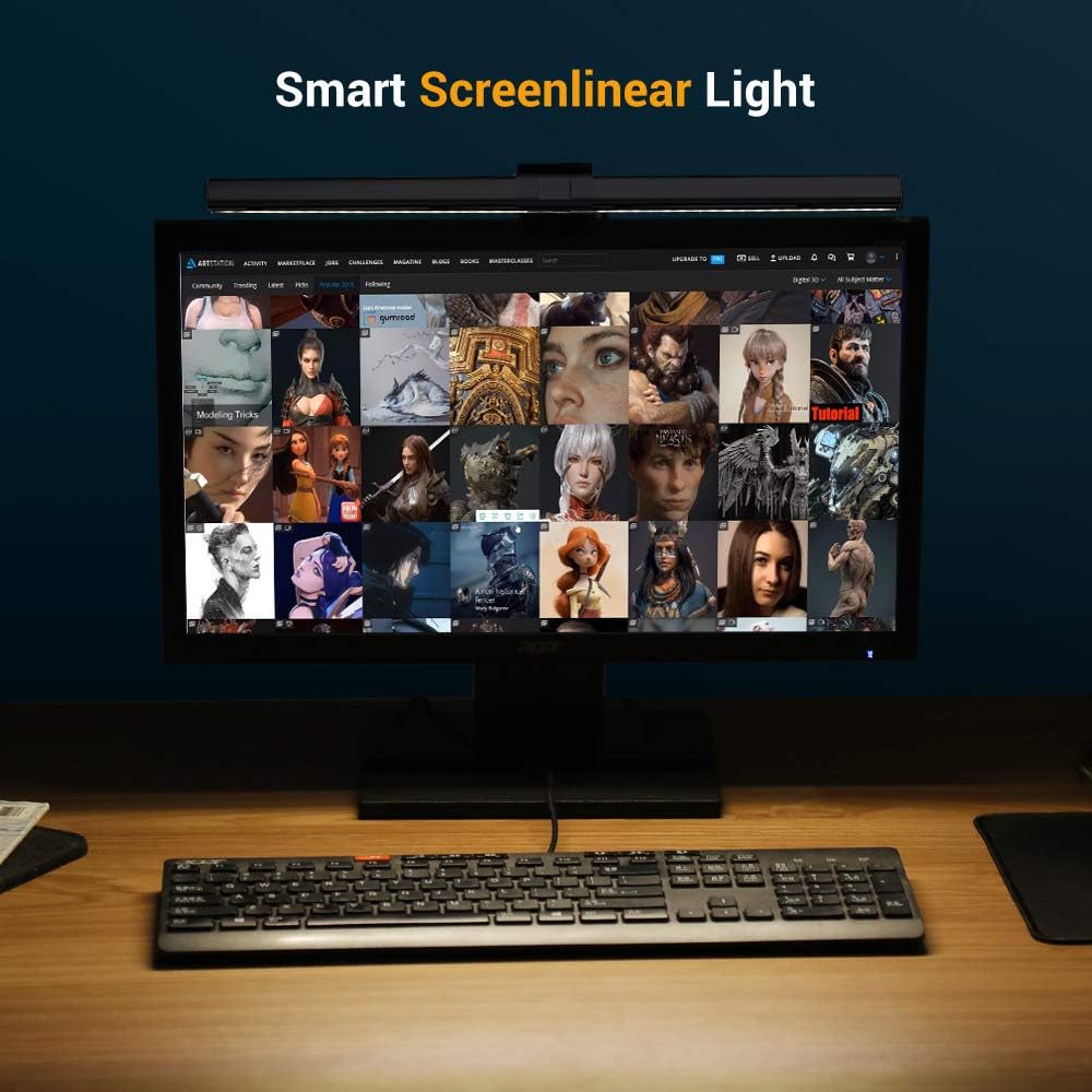 Black LED Monitor Light Bar with 3 Lighting Modes and 10 Brightness Levels P934765